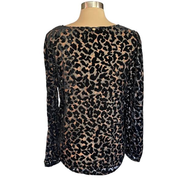 Guess Black Velvet Burnout Top Sz L Leopard Whimsigoth Fairy Grunge Romantic - Picture 5 of 10